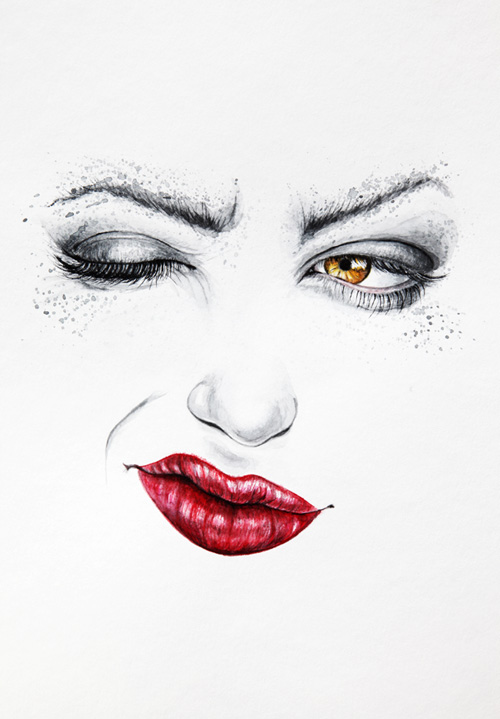 500x719 Watercolor Art By Nika Akin - Watercolor Art Face