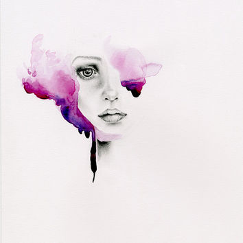 354x354 Watercolor Painting Amp Pencil Drawing From A Bit Of Whimsy I - Watercolor Art Face