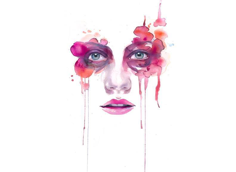 792x576 Watercolor Painting Portrait Woman Face Feminine Pink Beautiful - Watercolor Art Face