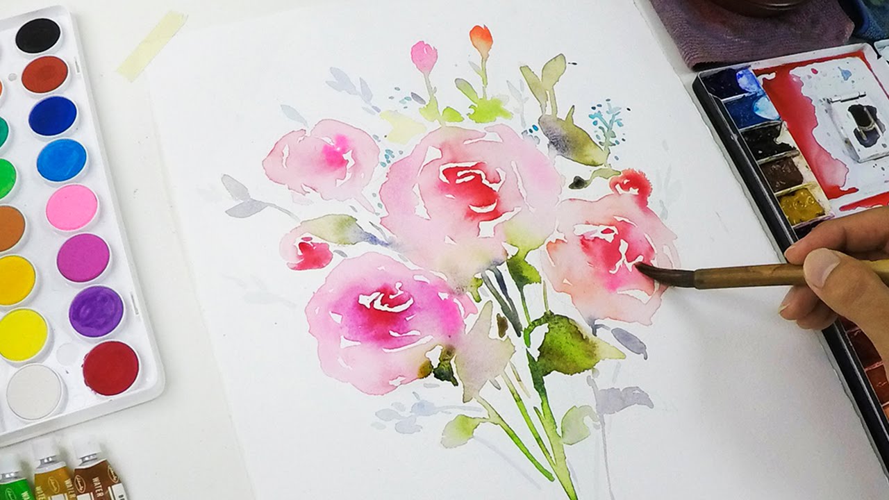 1280x720 Diy Watercolor Invitation Painting Flowers - Watercolor Art Flowers