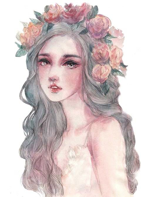 480x668 No More Tears Darling. Life Will Be Ok. I Promise, As I Say To - Watercolor Art Girl