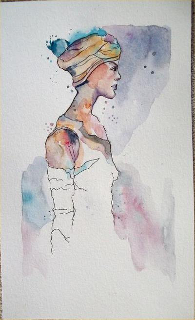 400x656 Portraits And African Aceo Paintings 2013 2015 - Watercolor Art Girl