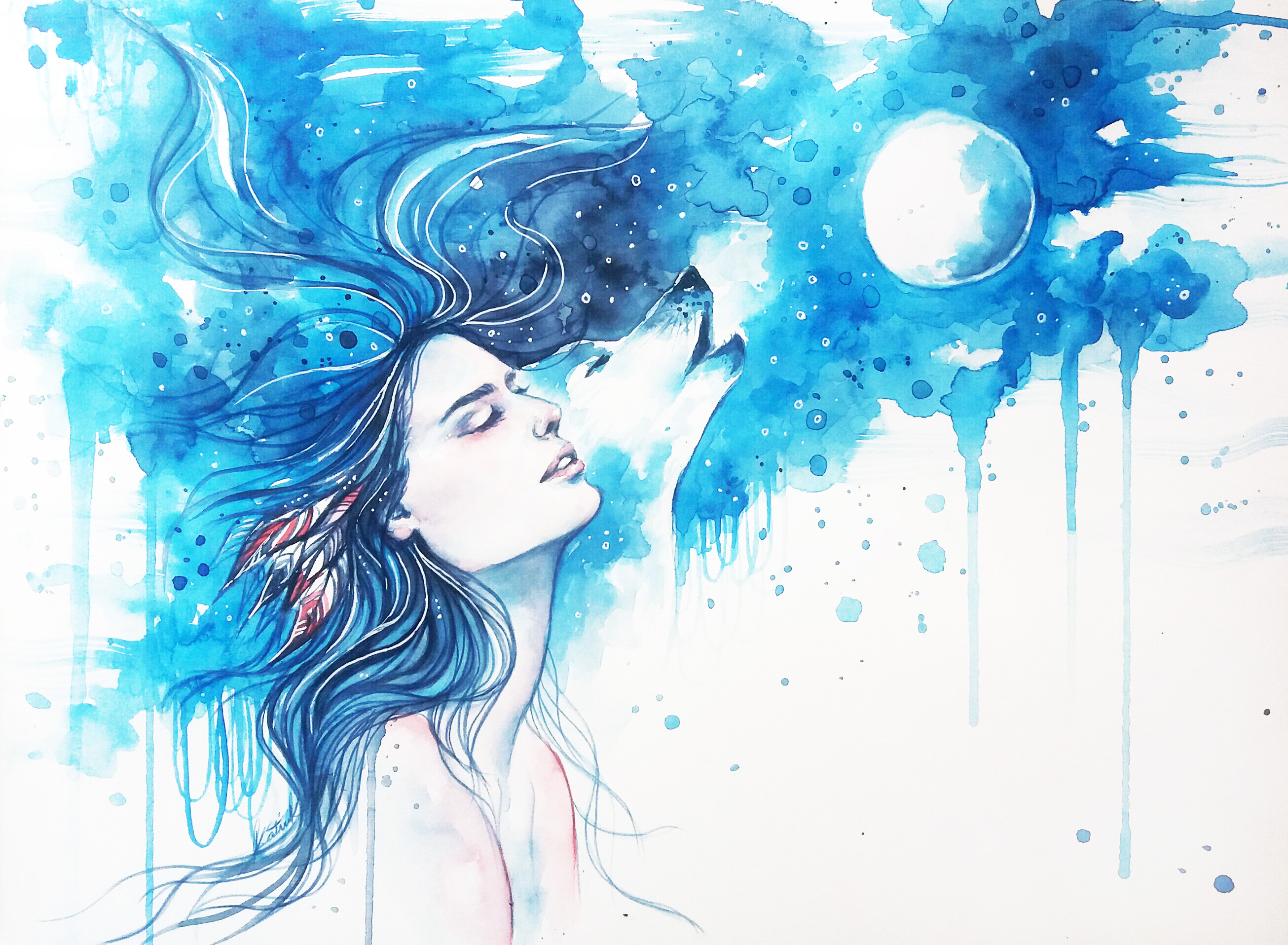 2611x1915 Watercolor Dreams Katrina Koltes - Watercolor Art Girl