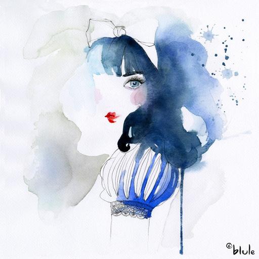 512x512 Blule - Watercolor Art Girl