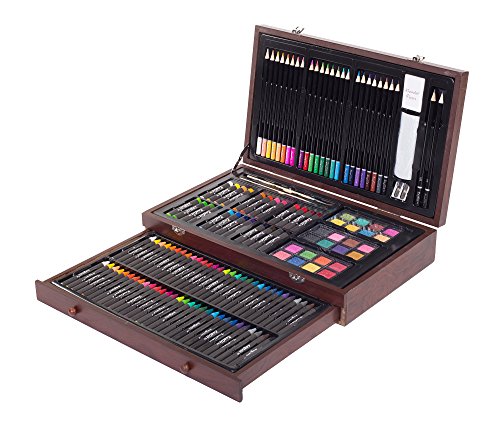 500x423 New Art Set 142 Piece Artist Kit Pencils Pastels Watercolor Wood - Watercolor Art Set