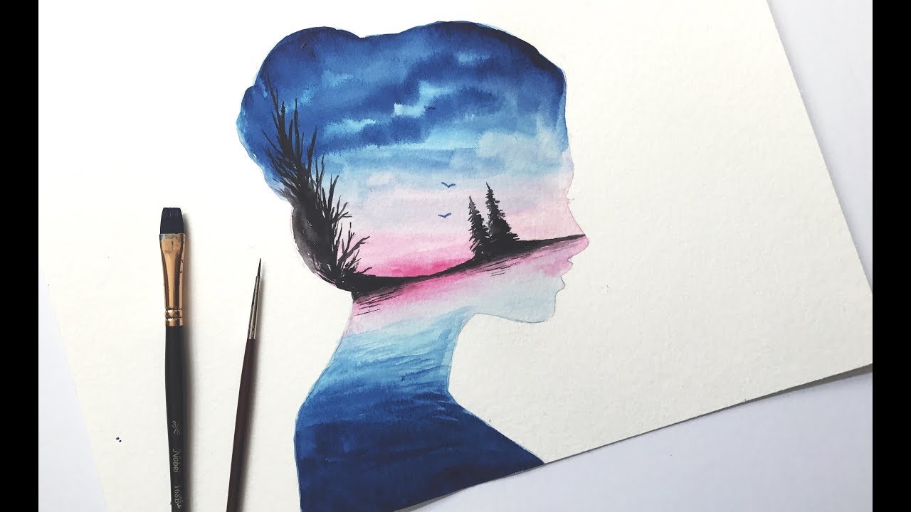 1280x720 Simple Watercolour Double Exposure Tutorial - Watercolor Art Simple