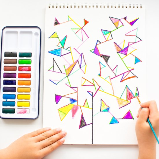 550x550 Simple Watercolor Geometry Tree Art Craftgawker - Watercolor Art Simple