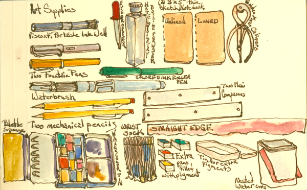 600x372 Packing Light Art Supplies 2 Chris Carter Artist 020714 Ink - Watercolor Art Supplies