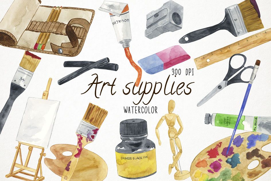 945x630 Watercolor Art Supplies Clipart, Art Supplies Clip Art - Watercolor Art Supplies
