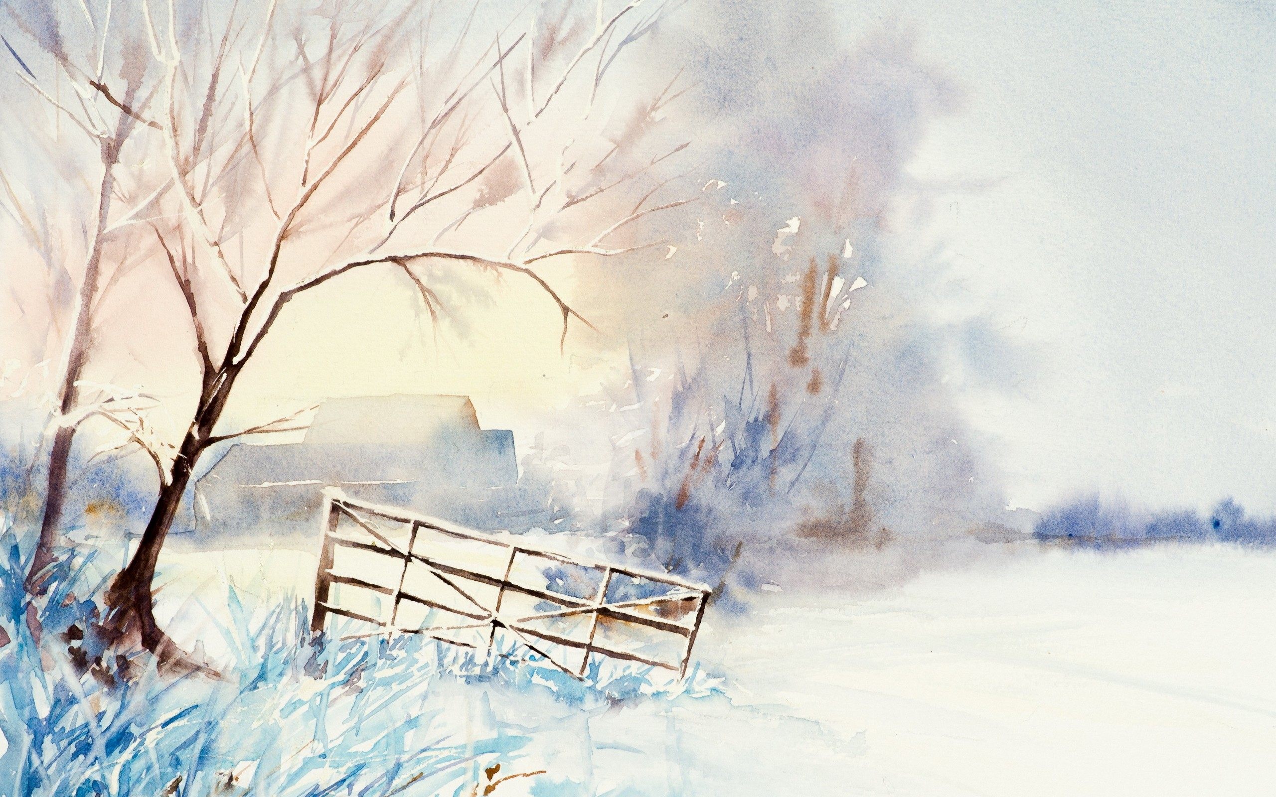 2560x1600 Scenery Painting Watercolor Wallpaper Png Transparent Best Stock - Watercolor Art Wallpaper