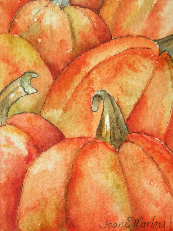 570x760 Pumpkins Watercolor Artist Trading Card Ahfall Ideas - Watercolor Artist Trading Cards