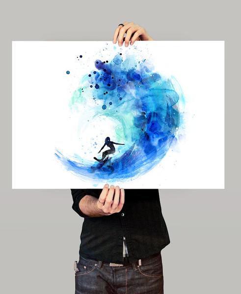 491x600 Surf Watercolor Art, Surf Print, Watercolor Painting, Watercolor - Watercolor Artwork