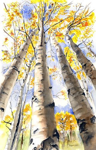 322x500 Diy Face Masks Birch Trees Kathleen Spellman Watercolor In 2018 - Watercolor Aspen Trees