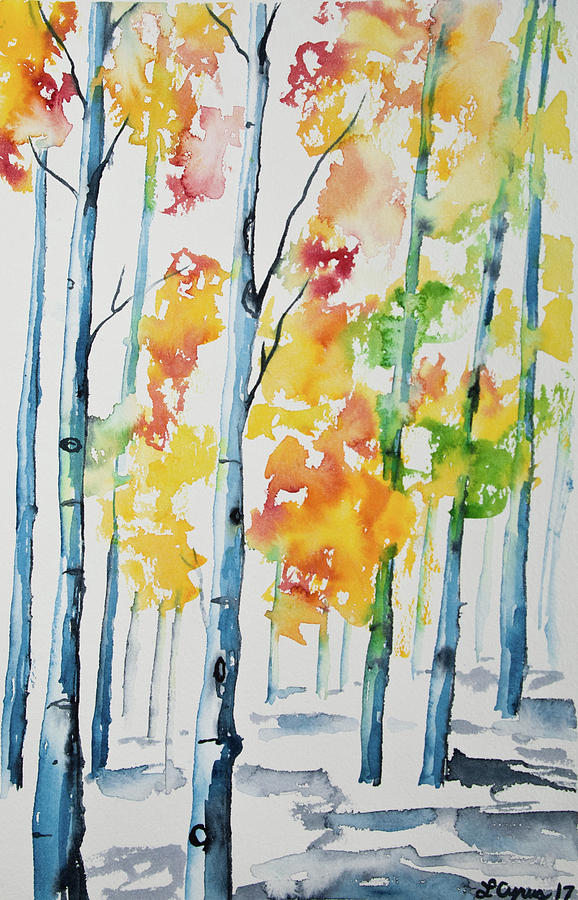 578x900 Watercolor - Watercolor Aspen Trees