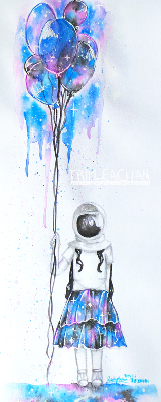 320x795 Forgot To Post This Here Hehe. I Have Been Doing More Space Art 3 - Watercolor Astronaut