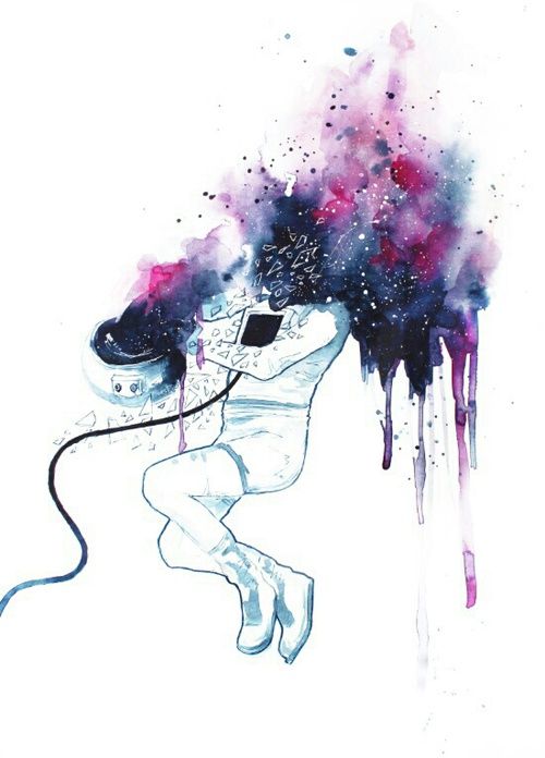 500x696 Imagen De Art, Astronaut, And Galaxy Cosmonautas Y Astronautas - Watercolor Astronaut