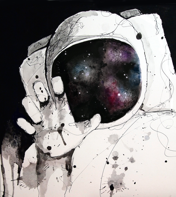 603x675 Personal Space - Watercolor Astronaut