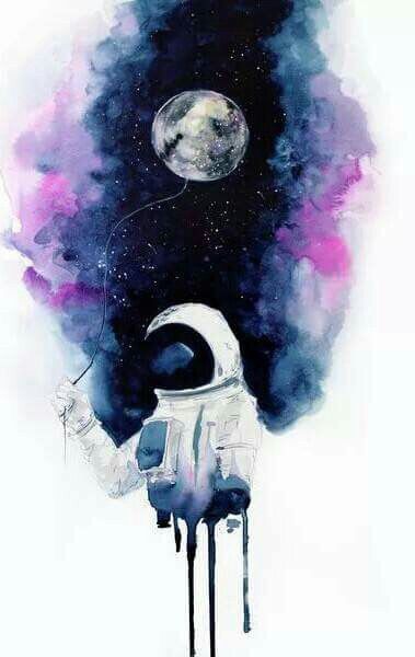 379x600 Pin By Mariia On Moj Mir) Watercolor, Paintings And - Watercolor Astronaut