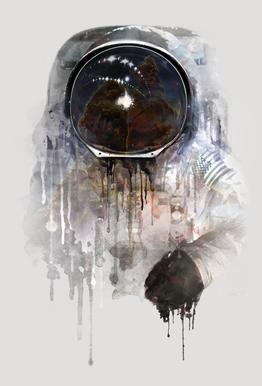 262x386 The Astronaut As Canvas Print By Taylor Juniqe - Watercolor Astronaut
