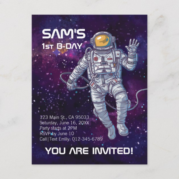 630x630 Watercolor Astronaut In Space With Stars Amp Galaxy. Invitation - Watercolor Astronaut