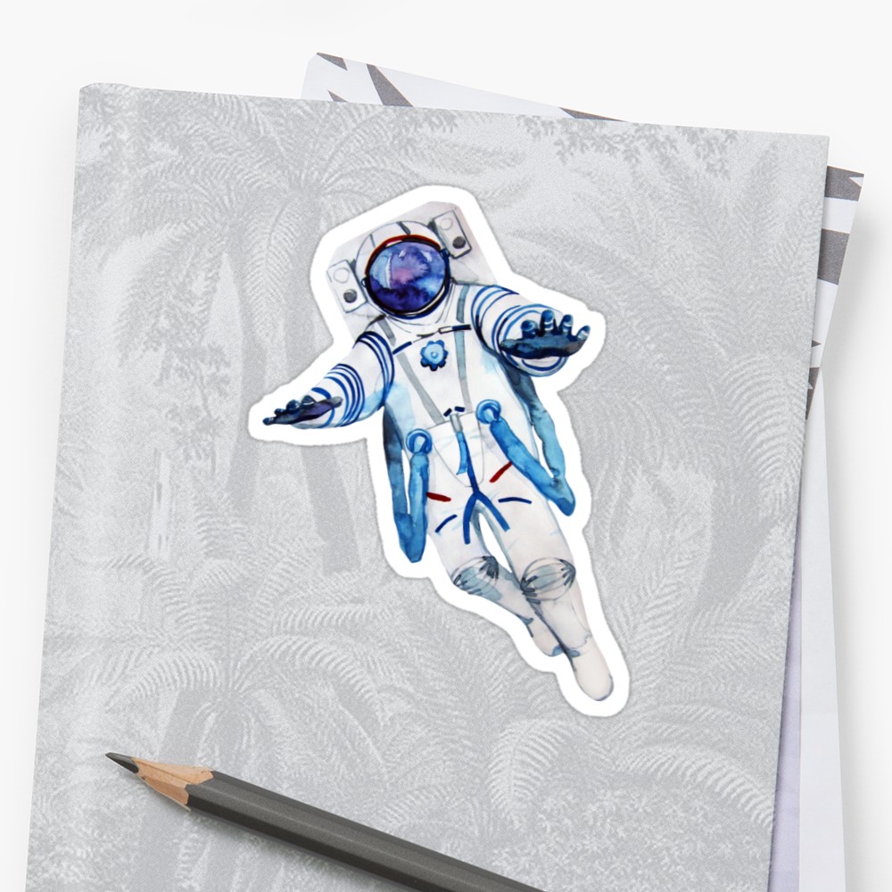 1000x1000 Watercolor Astronaut In A Spacesuit I Stickers By Ekaterina - Watercolor Astronaut