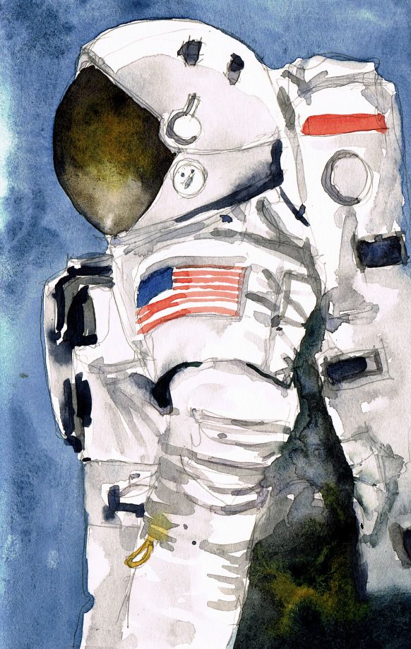 582x918 Astronaut Watercolour Sketch Art In 2018 - Watercolor Astronaut