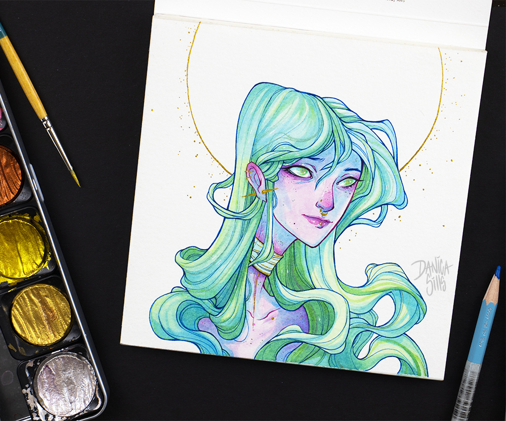 1000x832 Aurora Original Watercolor Painting Danica Sills Online - Watercolor Aurora