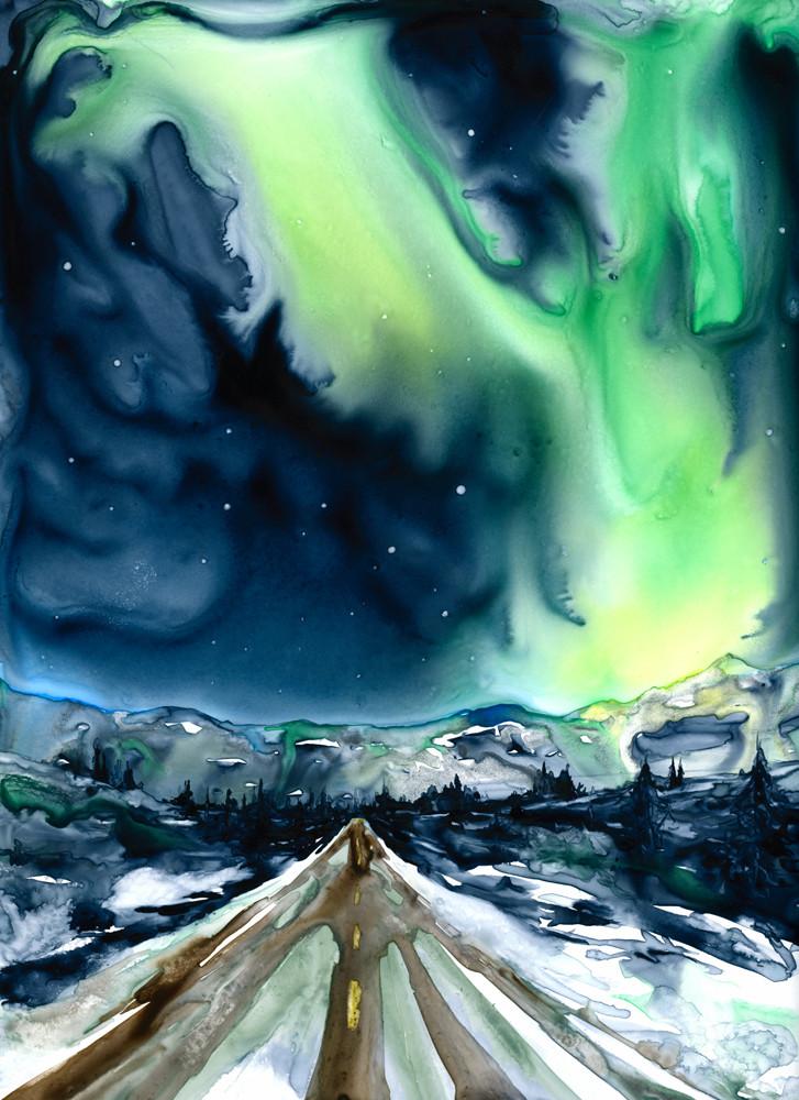727x1000 Aurora Borealis - Watercolor Aurora Borealis