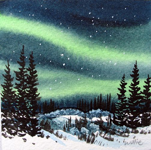 503x500 Image Result For Aurora Borealis Watercolor Watercolor - Watercolor Aurora Borealis