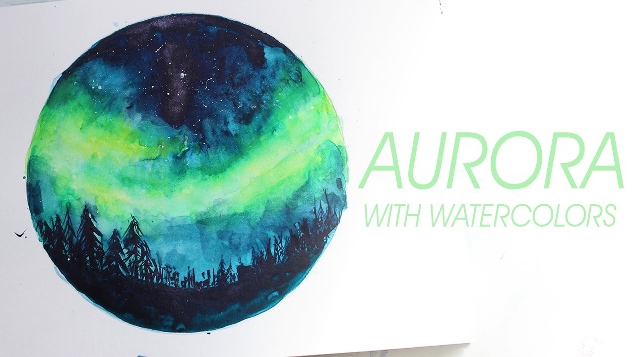 1280x720 Aurora Watercolor - Watercolor Aurora Borealis