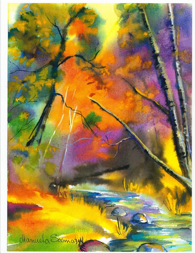 642x833 Forest Watercolor Autumn Scenes Forest Art 8x11 Print Nature Etsy - Watercolor Autumn Scenes