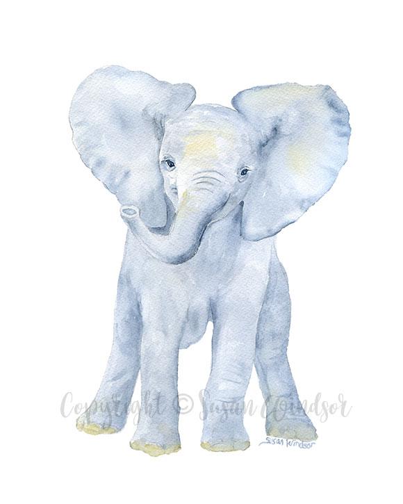 580x725 African Baby Animals Watercolor Art Print Set Susan Windsor - Watercolor Baby Animals