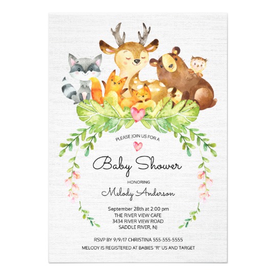 540x540 Sweet Woodland Animals Baby Shower Invitation - Watercolor Baby Animals