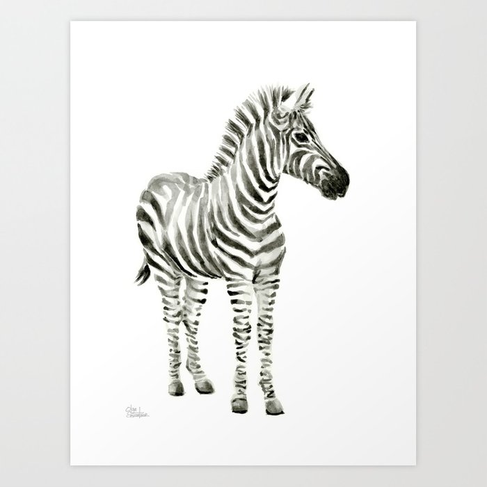 700x700 Zebra Watercolor Baby Animals Art Print By Olechka Society6 - Watercolor Baby Animals