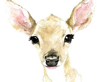 340x270 Fawn Watercolor Print Animals Watercolor Print - Watercolor Baby Deer