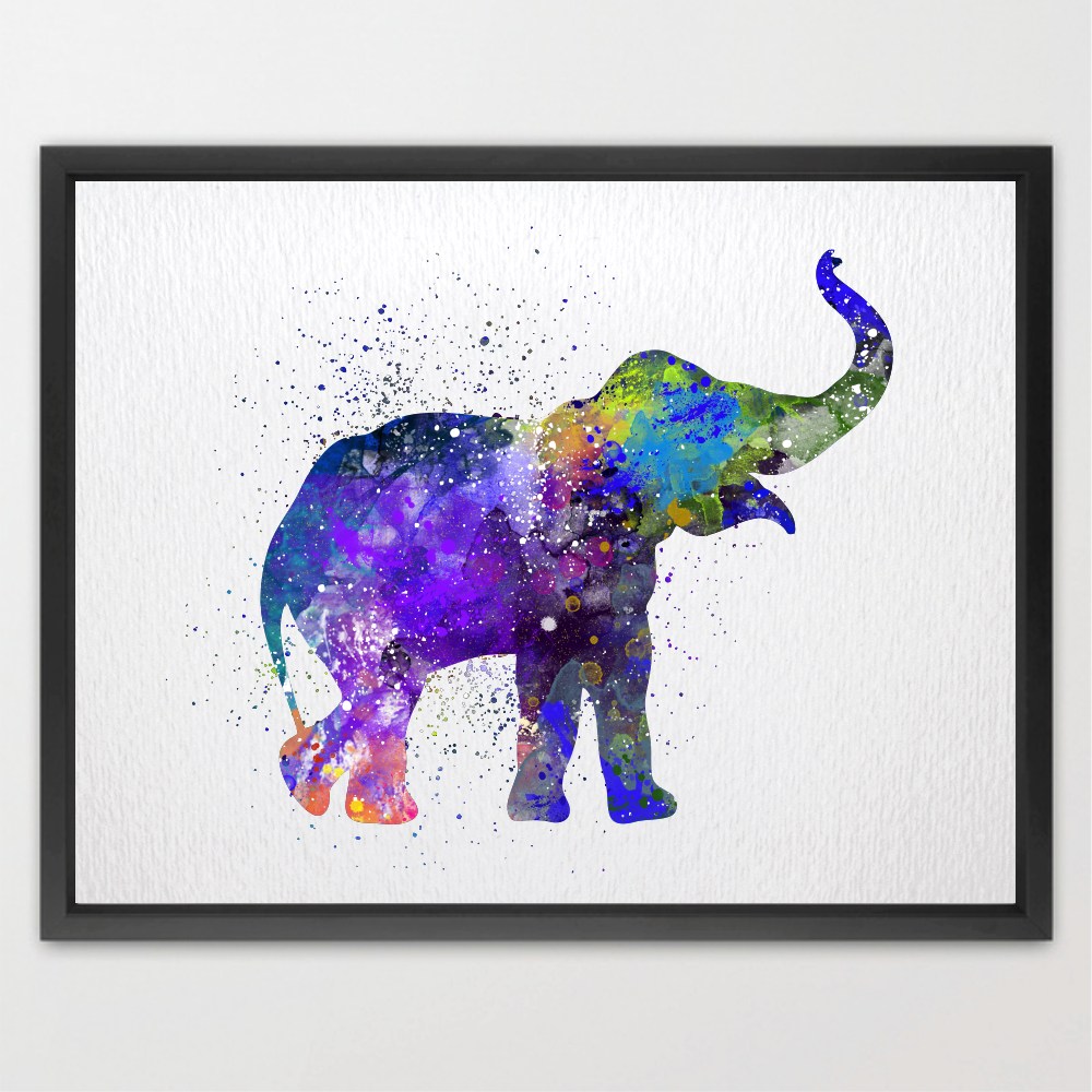 1000x1000 Baby Elephant Contemporary Watercolor Art Print N248 Dignovel - Watercolor Baby Elephant