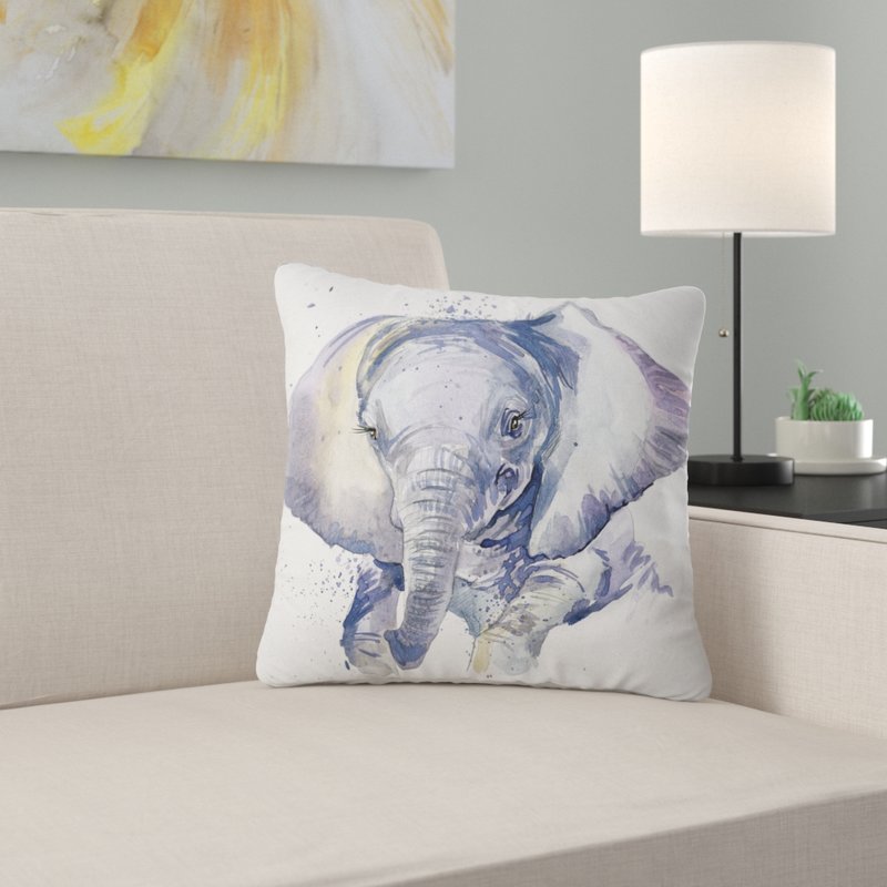 800x800 East Urban Home Abstract Baby Elephant Watercolor Pillow Wayfair - Watercolor Baby Elephant