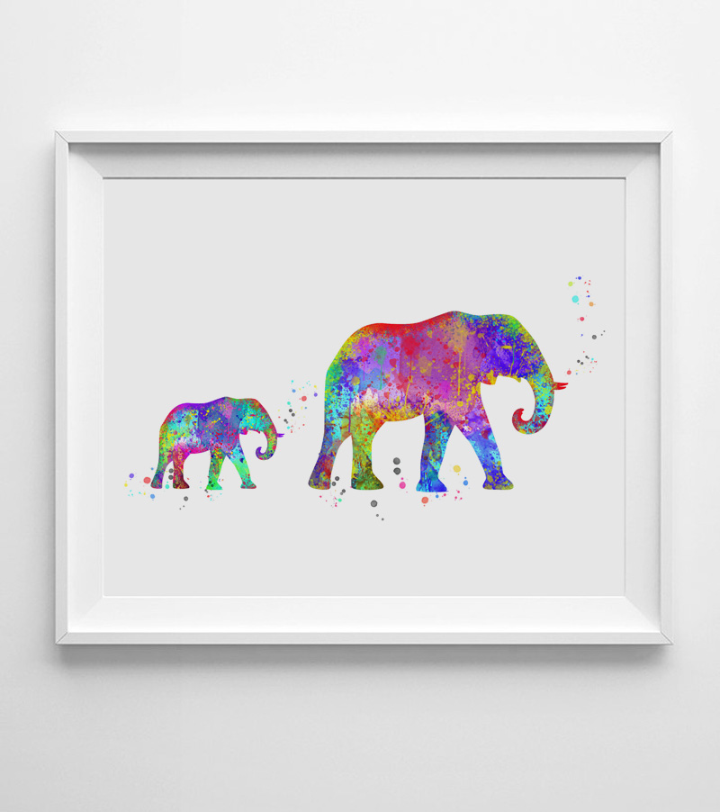 800x902 Buy Elephant Art Print Watercolor Baby Elephant - Watercolor Baby Elephant