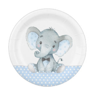 307x307 Elephant Plates Zazzle - Watercolor Baby Elephant