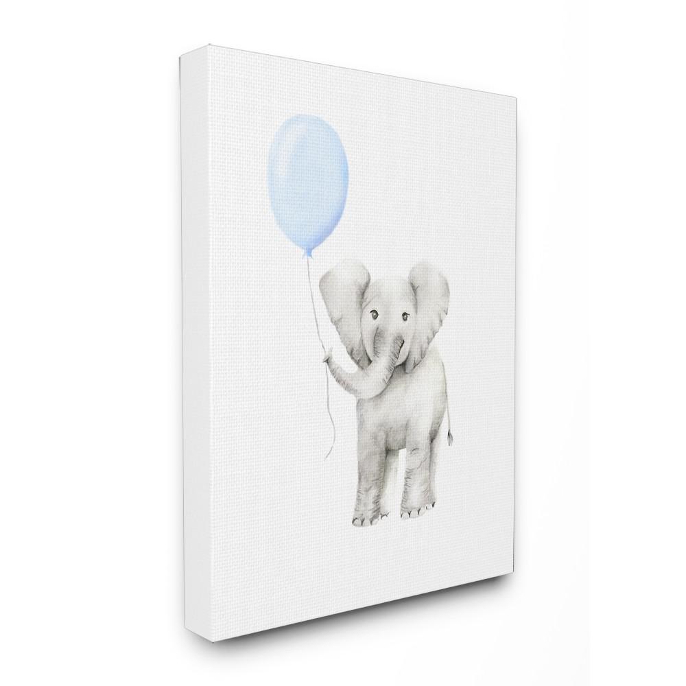 1000x1000 Stupell Industries 16 In. X 20 In. Baby Elephant With Blue - Watercolor Baby Elephant