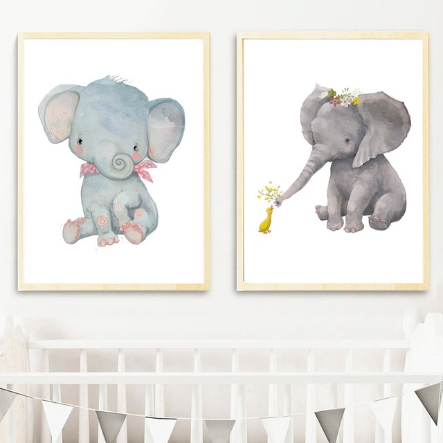 640x640 Watercolor Baby Elephant Posters And Prints Wall Art Canvas - Watercolor Baby Elephant