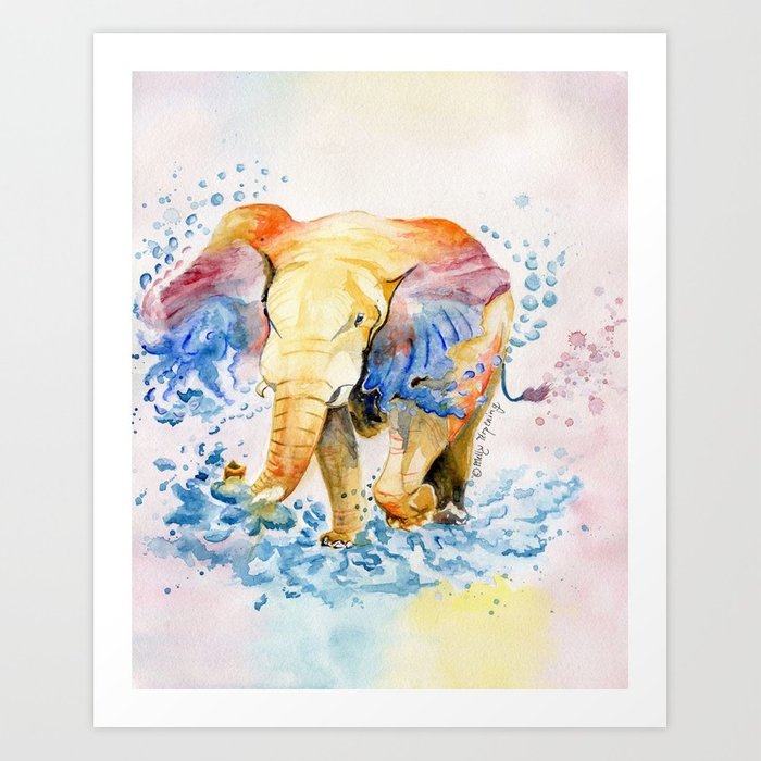 700x700 Baby Elephant Watercolor Art Print By Mellyterpening Society6 - Watercolor Baby Elephant