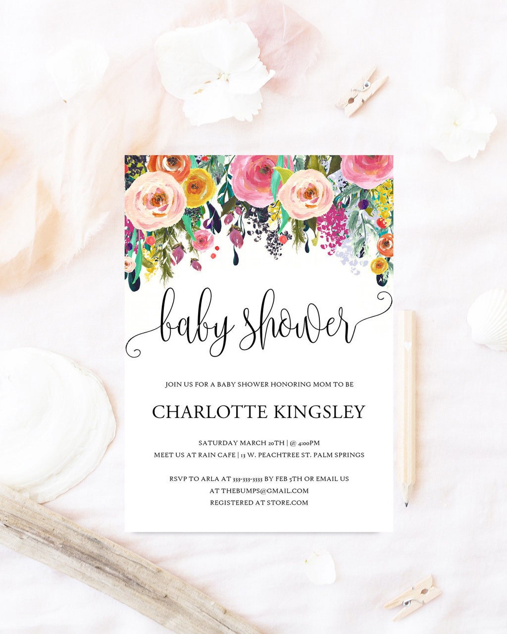 1024x1280 Floral Baby Shower Invitation,watercolor Flowers - Watercolor Baby Shower