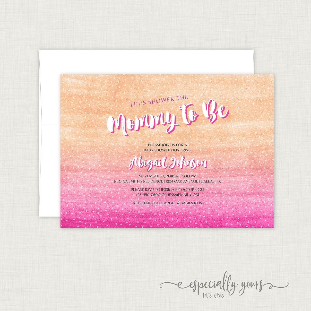 1280x1280 Orange Pink Watercolor Baby Shower Invitation - Watercolor Baby Shower