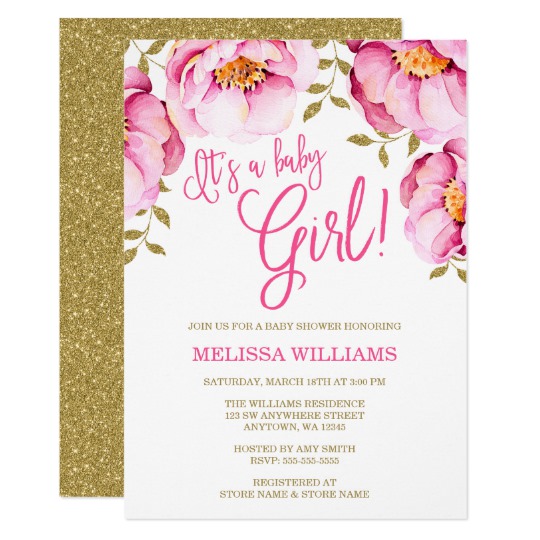 540x540 Pink Gold Floral Watercolor Baby Shower Invitation - Watercolor Baby Shower