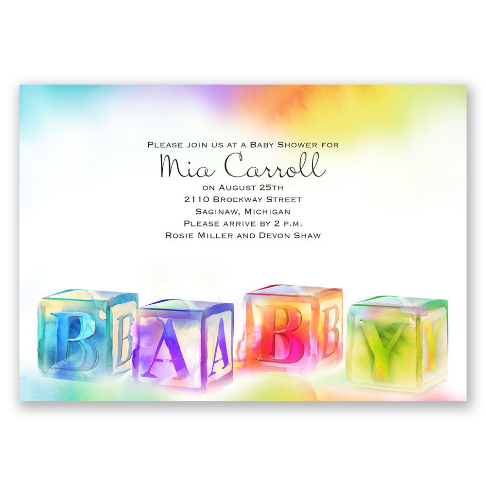 1000x1000 Watercolor Blocks Baby Shower Invitation Invitations By Dawn - Watercolor Baby Shower