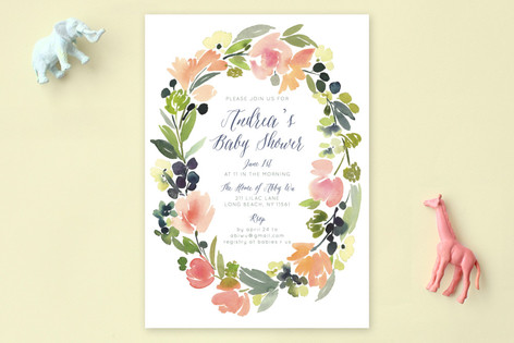 472x315 Watercolor Wreath Baby Shower Invitations By Yao C... Minted - Watercolor Baby Shower
