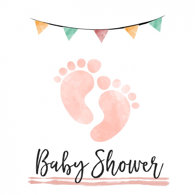 626x626 Watercolor Baby Shower Card With Footprints Vector Free Download - Watercolor Baby Shower