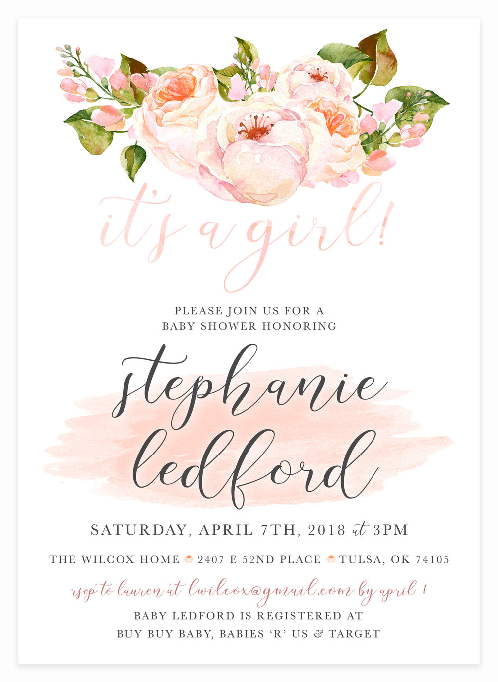 1000x1370 Kitty Meow Boutique - Watercolor Baby Shower Invitations
