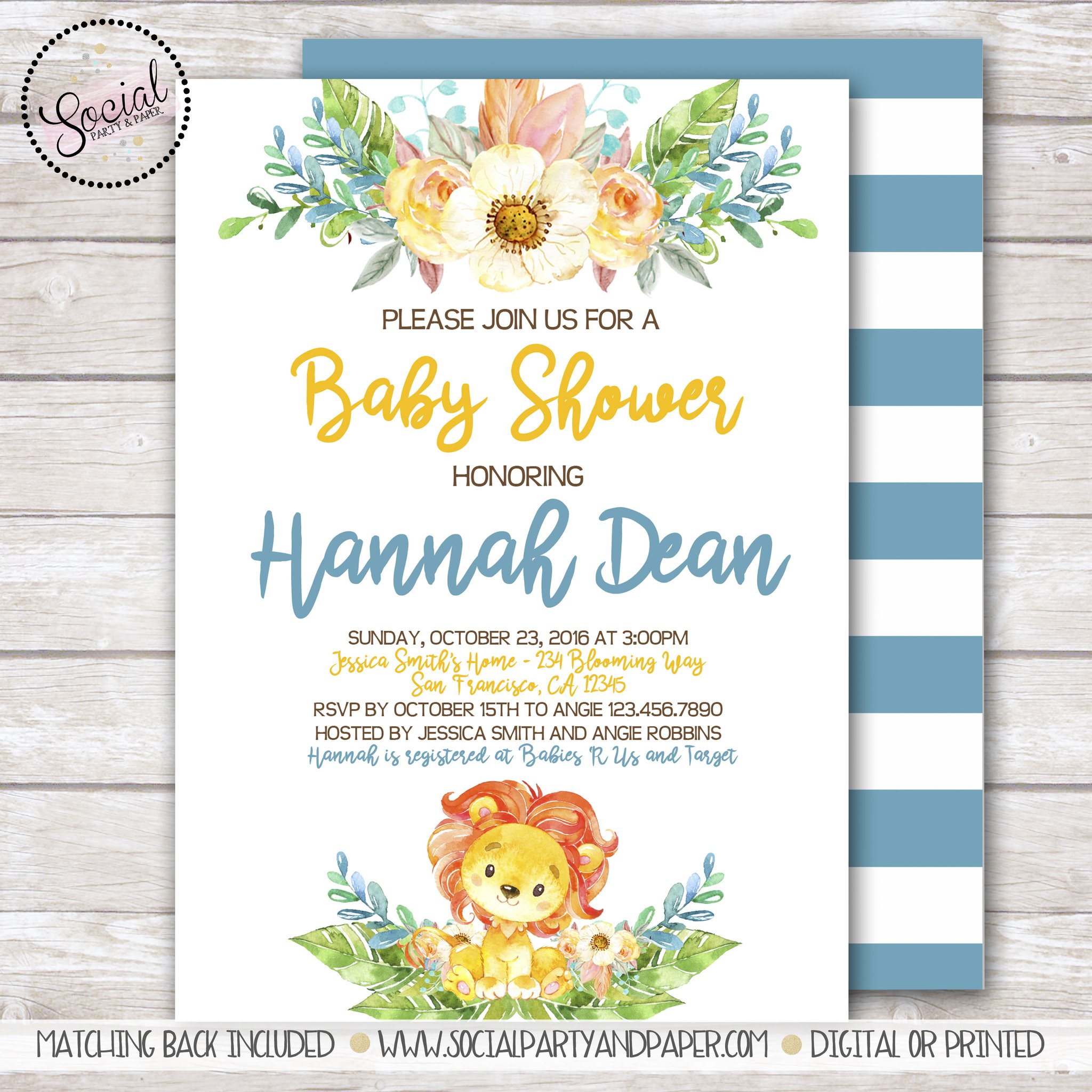 2048x2048 Lion Watercolor Baby Shower Invitation Social Party Amp Paper - Watercolor Baby Shower Invitations